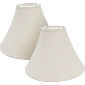 Set di 2 Coperture Pieghevoli per Lampada a Forma di Campana, Stile Transizionale, Colore Crema, Larghezza 16 Pollici (6 x 16 x 12 Pollici) - Product Image 1