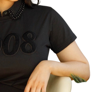 Camiseta de chenilla sólida 1908 con letras griegas bordadas, de algodón premium, informal, para hermandades - Product Image 4