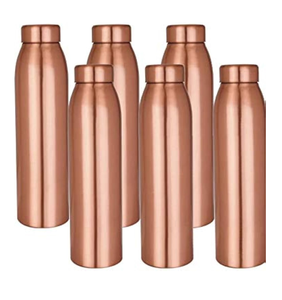 Copper Water Bottle Mirror Polished Fancy Water Copper Bottle Customized Sizes 6 Pieces Copper Bottle - Product Image 1