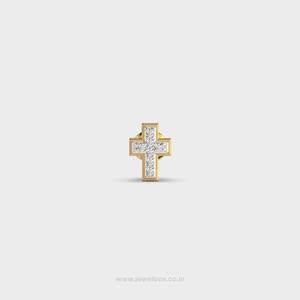 Cross Shape Diamond <b>Stud</b> <b>Earrings</b> 14K Gold Plated Channel Setting Religious Unisex Jewelry <b>Stud</b> <b>Earrings</b> - Product Image 3
