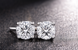 Zircon Trendy Women's <b>Stud</b> <b>Earrings</b> 925 <b>Silver</b> Rhodium Plated Round Certified Wedding Engagement Gift Party Jewelry - Product Image 3