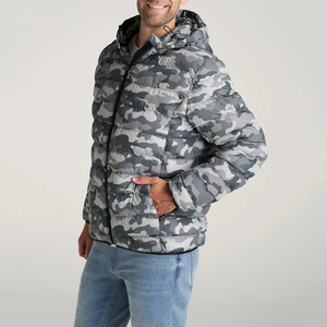 Men's High Street Style Long Sleeve <b>Camo</b> Design Winter Puffer <b>Jacket</b> Factory's New Arrival Customized Canvas Fabric Logo Printed - Product Image 2