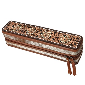 Mallette de rangement en cuir de fourrure de vachette naturelle Style bohème véritable organisateur de fourrure de vache boîte de sécurité pour le voyage - Product Image 1