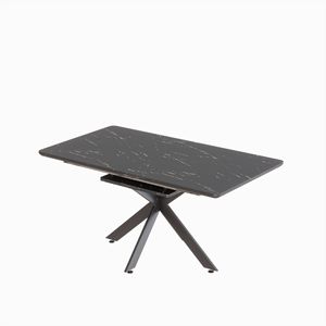 Modern Mid Century 62.4\" Extendable 78.15\" Black Dining <b>Table</b> Set Very Large Kitchen <b>Table</b> for Dining Room <b>Parties</b> Conferences - Product Image 5