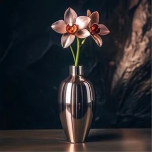 Elegant <b>Red</b> Iron Flower <b>Vase</b> Tall Tabletop Decorative Metal <b>Vases</b> Wholesale Contemporary Desktop Floral Pot for Interior Decor - Product Image 3