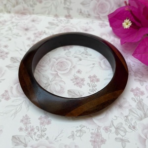 ANAM OVERSEAS Ensemble de bracelets en bois faits à la main, géométriques, en bois de Sissoo, polis à la cire, bijoux vintage pour femmes - Product Image 3