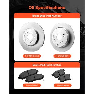 Kit Freni Anteriori e Posteriori per Honda CR-V (Modelli AWD) 2012-2016, Dischi in Ceramica da 12 Pollici, Ricambio Compatibile con Struttura Cava - Product Image 3