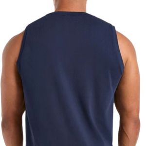 Mens <b>Navy</b> Blue Sleeveless Tank <b>Top</b> Crew Neck Gym Workout Shirt Athletic Fitness Training Sportswear Casual Activewear Running - Product Image 6