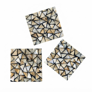 Juego de posavasos artesanales de nácar con diseño geométrico triangular, posavasos de mosaico de nácar para bebidas, para mesas de lujo en el hogar, hoteles y restaurantes. - Product Image 5