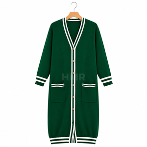 HMR Sisterhood Sorority Acrylic V-Neck Full Sleeve Solid Green <b>With</b> <b>Pockets</b> And Button Closure Casual Style - Product Image 5