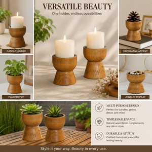 Candelabros de Madera Rústicos Estilo Farmhouse, Portavelas Decorativos de Madera, Centro de Mesa Vintage - Product Image 6