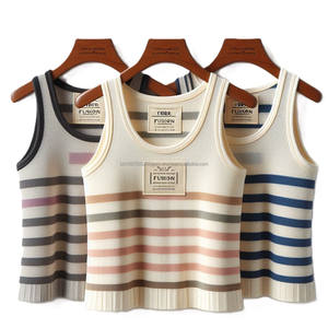 Camisetas sin Mangas con Cuello Redondo para Niñas, 180-220 GSM, Algodón de Punto, Diseños Casuales a Rayas, Camisetas de Verano, Personalizadas con Estampado - Product Image 2