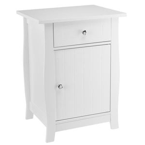<b>White</b> Single Door <b>Bedside</b> <b>Cabinet</b> with Drawer Nightstands Product - Product Image 6