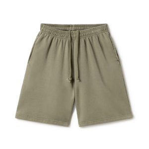 Pantalones Cortos Deportivos de Algodón French Terry Grueso con Cordón Ajustable para Hombre, Color Verde Oliva - Product Image 1
