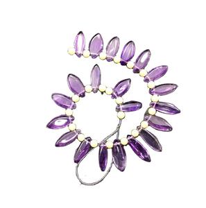 21 Pièces Top Qualité 1 Brin Février Pierre De Naissance Naturel Améthyste Lisse Marquise Forme Briolette Perles En Gros - Product Image 1