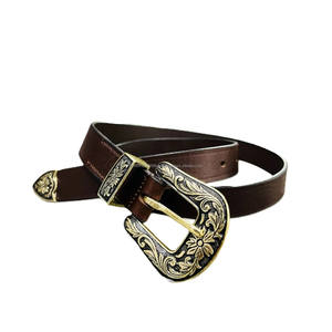 Cinturón Casual Vaquero Hecho a Mano para Hombre, Estilo Occidental Vintage, Cuero Genuino Repujado con Hebilla Removible con Patrón Sólido - Product Image 3