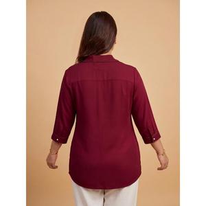 Chemise tendance pour femmes, couleur unie, coupe confortable, idéale pour le travail et les sorties du week-end, acheter directement auprès du fournisseur - Product Image 4