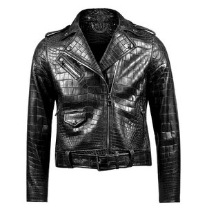Men Genuine Style Crocodile Leather Jacket Luxury Fashion Durable Soft Warm Casual Wear Coat - Product Image 1