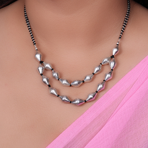Collier à maillons en argent sterling 925, style délicat, perles argentées superposées, bijoux statement pour femmes romantiques et luxueuses - Product Image 3