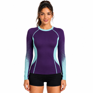 <b>Women</b> Surf Rash Guard Long Sleeve UV Protection Quick Dry Stretch <b>Swim</b> Top Wholesale - Product Image 1