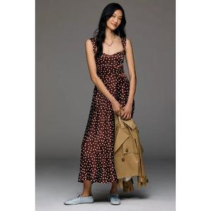 Nuevo Vestido Floral de Verano Personalizado, Sin Espalda, Sin Mangas, con Abertura, Corte A, Midi, Ajustado, Informal, de Algodón para Mujer - Product Image 1