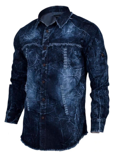 Camisa de mezclilla para hombre, transpirable, antiarrugas, ecológica, de primavera, con bolsillos en el pecho, manga larga, informal, venta al por mayor OEM, MOQ bajo - Product Image 2
