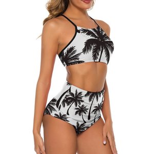 Ensemble de bikini tendance pour femmes, taille haute, imprimé sexy, maillot de bain d'été confortable, 2 pièces, vêtements de plage en spandex/nylon - Product Image 2