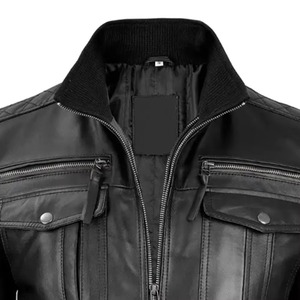 Stylish 100% Genuine <b>Leather</b> Men's Slim Fit <b>Winter</b> <b>Jackets</b> with Zipper Front Plain Dyed Black Color <b>Leather</b> Avirex <b>Jackets</b> Men - Product Image 6