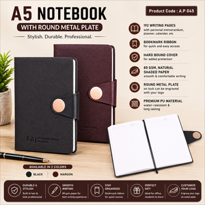 Carnet d'écriture scolaire A5 Premium avec fermeture à rabat métallique, couverture en PU, papier ligné 80 g/m², marque-page en ruban, agenda relié rigide - Product Image 3