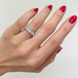 Oval Emerald Lab Grown Diamond Wedding Bands Minimalist Half Eternity <b>Stacking</b> <b>Rings</b> Custom 10kt 14K 18K Solid Gold Wholesale - Product Image 2