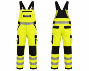 Hi Vis Reflective Safety Bib Pants <b>Waterproof</b> Breathable Ripstop Work Overalls Multi Pocket Industrial Construction Bib <b>Trousers</b> - Product Image 5