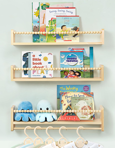 Étagères murales flottantes en bois naturel pour chambre d'enfant, organisateur de livres pour enfants, support de rangement suspendu pour chambre et cuisine - Product Image 1