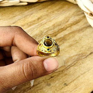 Premium Look Tiger Eye <b>Ring</b> Boho Brass <b>Rings</b> For Women 18k Gold Plated Tribal Filigree <b>Statement</b> Jewelry For Wholesale OEM ODM - Product Image 3