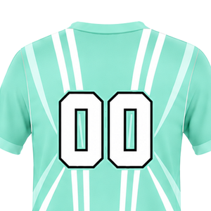Maillot de rugby blanc menthe aqua à manches courtes, col en V, uniforme d'équipe, respirant, léger, personnalisable, vêtements de sport d'entraînement - Product Image 4