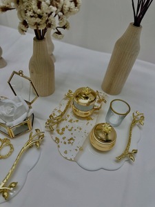 Gold Metal Storage Jar Set with Lid Wedding Favor Resin Tray <b>Scissors</b> - Product Image 3