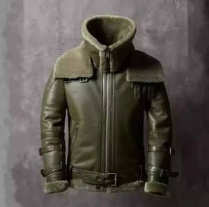Chaqueta de Piloto Aviador para Hombre, Diseño de Diseñador, Piel de Oveja Auténtica, Chaqueta de Piel de Oveja RAF de Primera Calidad con Doble Cuello - Product Image 3