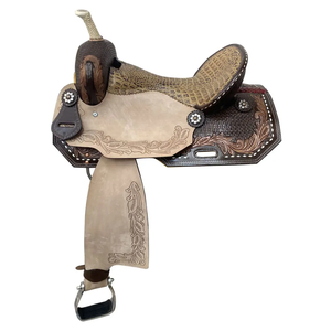 Selle de course western en cuir véritable, étriers en aluminium, taille 16 pouces, personnalisable, durable et confortable pour l'équitation - Vente chaude - Product Image 1