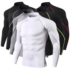 T-shirt de sport à manches courtes pour homme, compression, séchage rapide, fitness, gym, course à pied, musculation, rashguard athlétique ajusté - Product Image 1