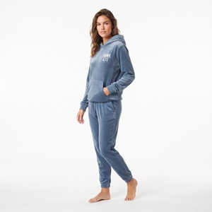 High Quality Women's Velvet <b>Velour</b> <b>Tracksuit</b> Custom Logo Two Piece Set Regular Fit Hoodie Kangaroo Pocket Jogger Pants Winter We - Product Image 6