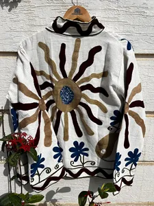 Chaqueta Bohemia de Algodón con Bordado Floral Suzani, Cuello Camisero, Manga Larga, Diseño de Sol, Ropa de Abrigo para Primavera - Product Image 4