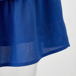 Mini-jupe en mousseline de soie bleue pour femme, taille élastique, volants, style évasé, tenue estivale élégante - Product Image 6