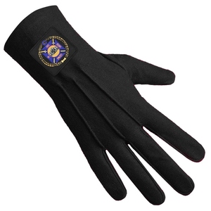 Gants de cérémonie élégants des Chevaliers Templiers, patch noir avec blason violet - Product Image 3