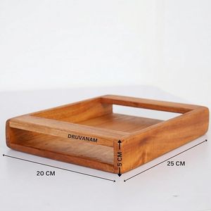 Plateau de service en bois poli avec motif décoratif pour hôtel, restaurant et présentation sur table à domicile, fabriqué par un fabricant OEM - Product Image 5