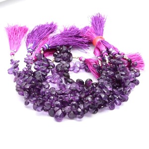 Natural <b>Amethyst</b> Pear Briolette Beads Gemstone Beads With Drilled Hole Wholesale Bulk For Jewelry Making From India Supplier - Product Image 6
