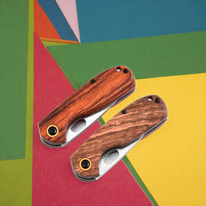 มีดพับขนาดเล็กสแตนเลส ด้ามไม้ เกรดอุตสาหกรรม OEM สำหรับกิจกรรมกลางแจ้ง แคมป์ปิ้ง ปรับแต่งได้ ความยาวรวม 1 ปี - Product Image 6