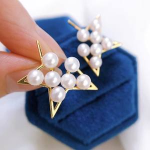 ต่างหูมุกแฟชั่นใหม่ รูปดาวครึ่งดวง ดีไซน์แบบเดียวกัน - Product Image 4