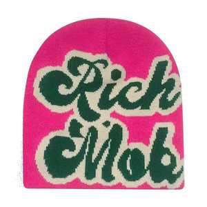 Gorro de Punto Jacquard Rich Mob, Transpirable, Impermeable, Rayas Naranja y Amarillo, Unisex, Estilo Urbano, Casual, Invierno, 56-58CM - Product Image 5