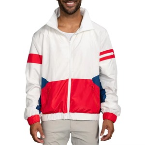Men's Lightweight Hooded Stand Collar Zip-Up <b>Canvas</b> Windbreaker Jacket Custom Logo Retro 80s-90s <b>Colour</b> Block Waterproof - Product Image 2