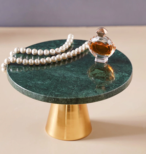 Fashionable Trending Marble <b>Cake</b> <b>Stand</b> Grey Stone Gold Brass Base Factory Wholesale Direct Luxury <b>Cake</b> <b>Stand</b> - Product Image 2