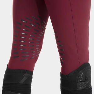 Pantalon d'équitation taille haute pour femme, coupe ajustée, couleur unie rouge, en textile, avec fermeture à boucle - Product Image 4